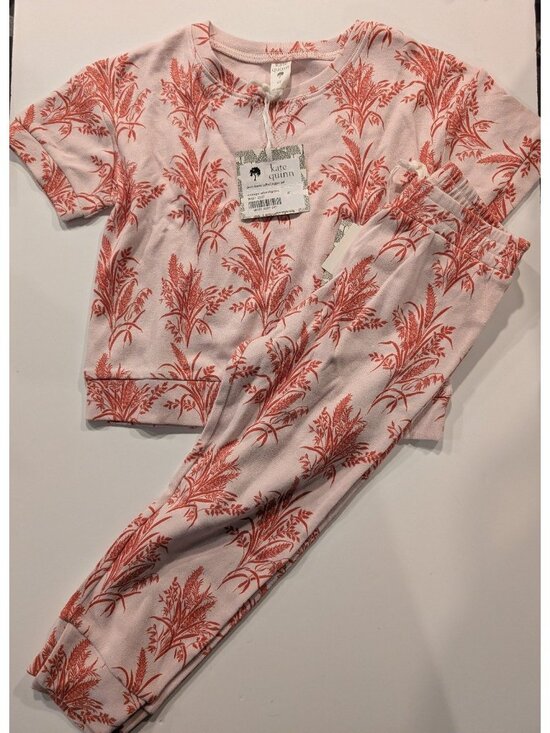 kate quinn Other - Kate Quinn Organic Cotton Mango Wheatgrass 4T Short Sleeve Jogger Set 107